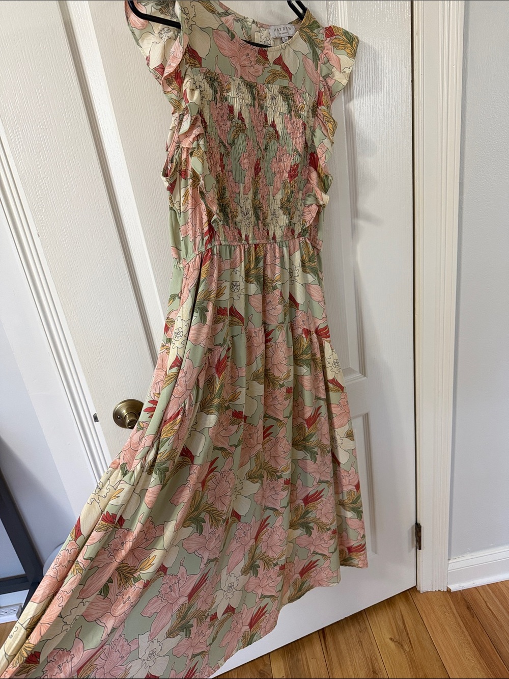 Mayoral Floral Ruffle Maxi Dress in Pink and Green - Picture 6 of 6